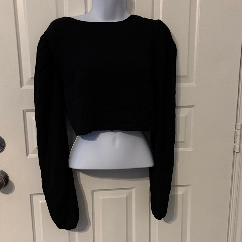 Missguided Black tie back cropped  Top us 8